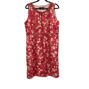 VTG Boden Limited Edition Silk Floral Rhinestone Ruffle Sheath Dress Womens XL